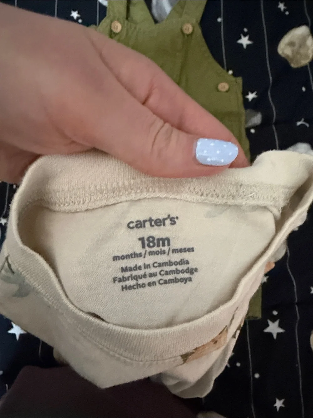 Carter's Olive Green Toddler Dinosaur Spike Overalls